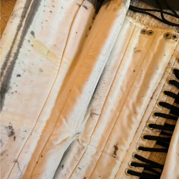 OOAK! Zombie grunge goth medical fan lacing corset Sz. M 22" waist - Picture 5 of 5